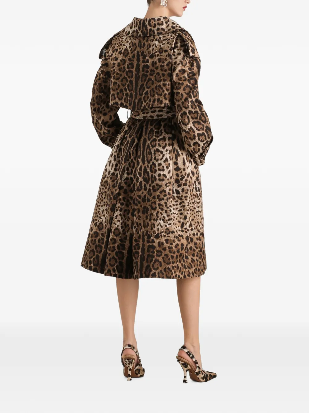 Dolce & Gabbana Jas met dubbele rij knopen en luipaard-print Beige