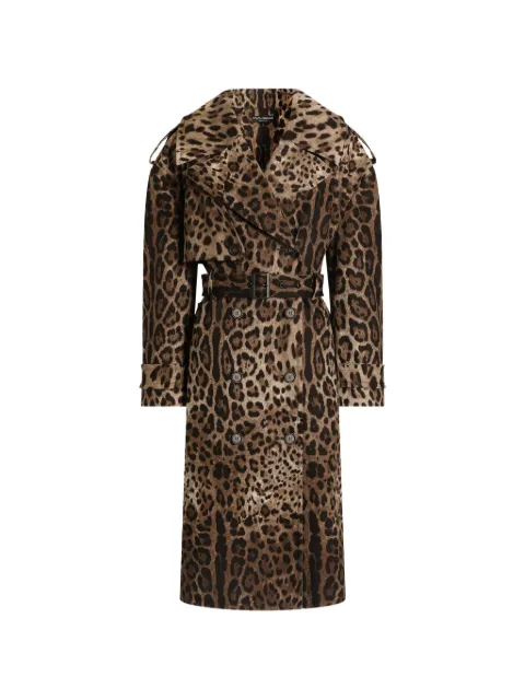 Dolce & Gabbana double-breasted leo-print cotton drill coat
