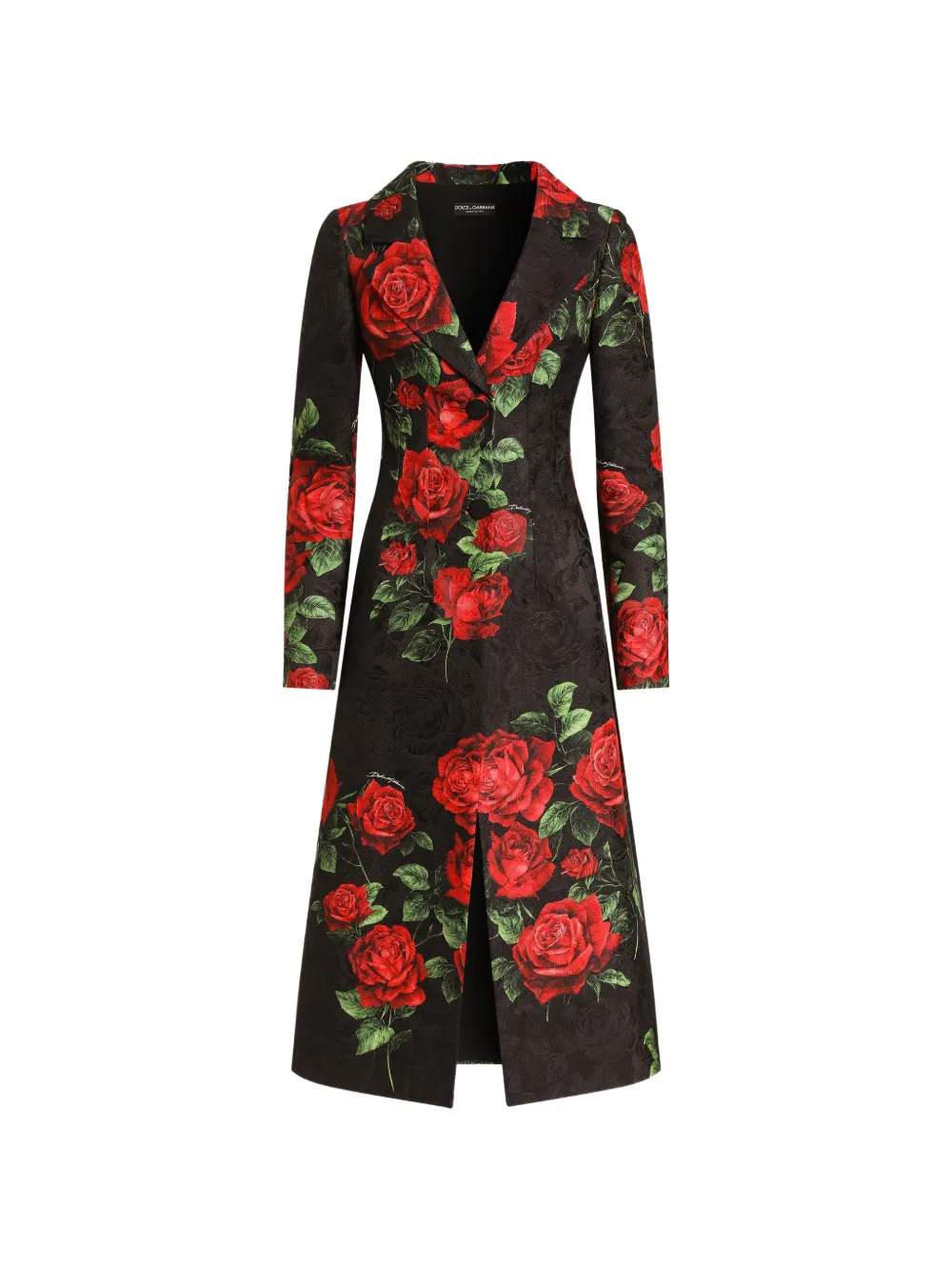 Dolce & Gabbana Mantel mit Rosen-Print - Schwarz