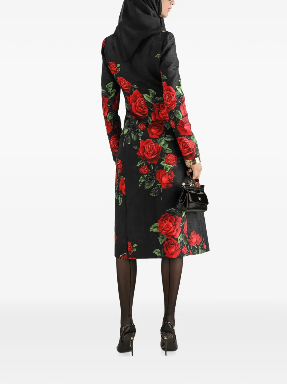 Dolce & Gabbana EXCLUSIVE jas met roos-print Zwart