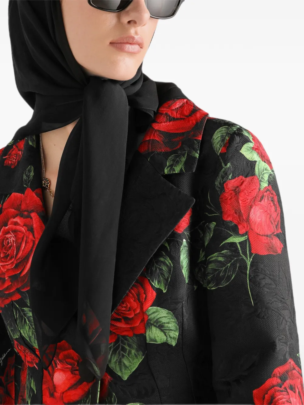 Dolce & Gabbana EXCLUSIVE jas met roos-print Zwart
