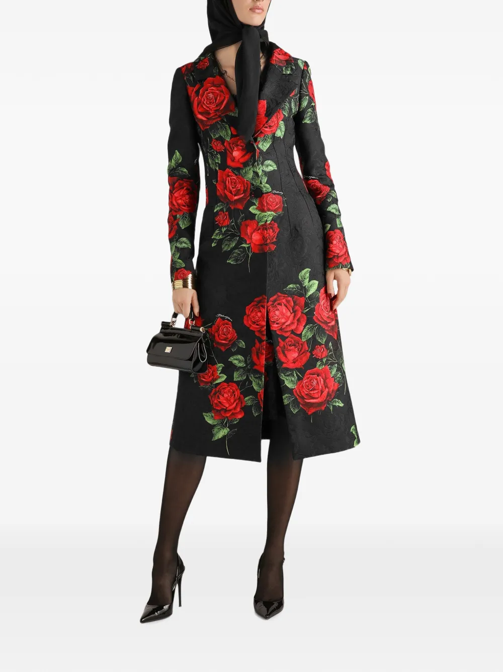 Dolce & Gabbana EXCLUSIVE jas met roos-print Zwart