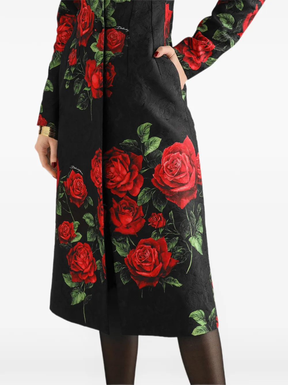 Dolce & Gabbana EXCLUSIVE jas met roos-print Zwart