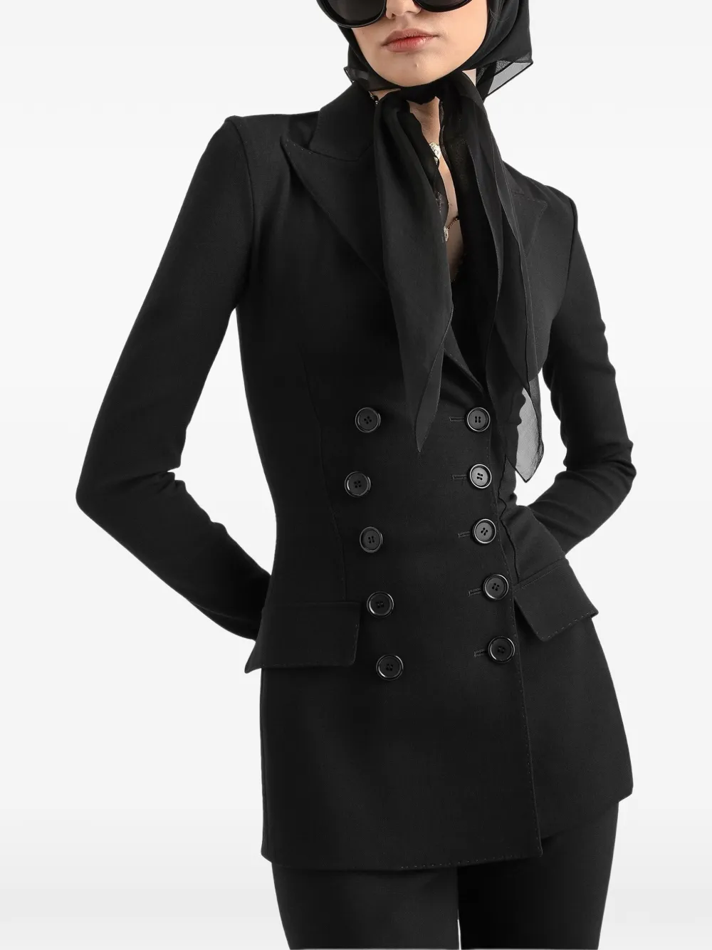 Dolce & Gabbana Wollen jack met dubbele rij knopen Zwart