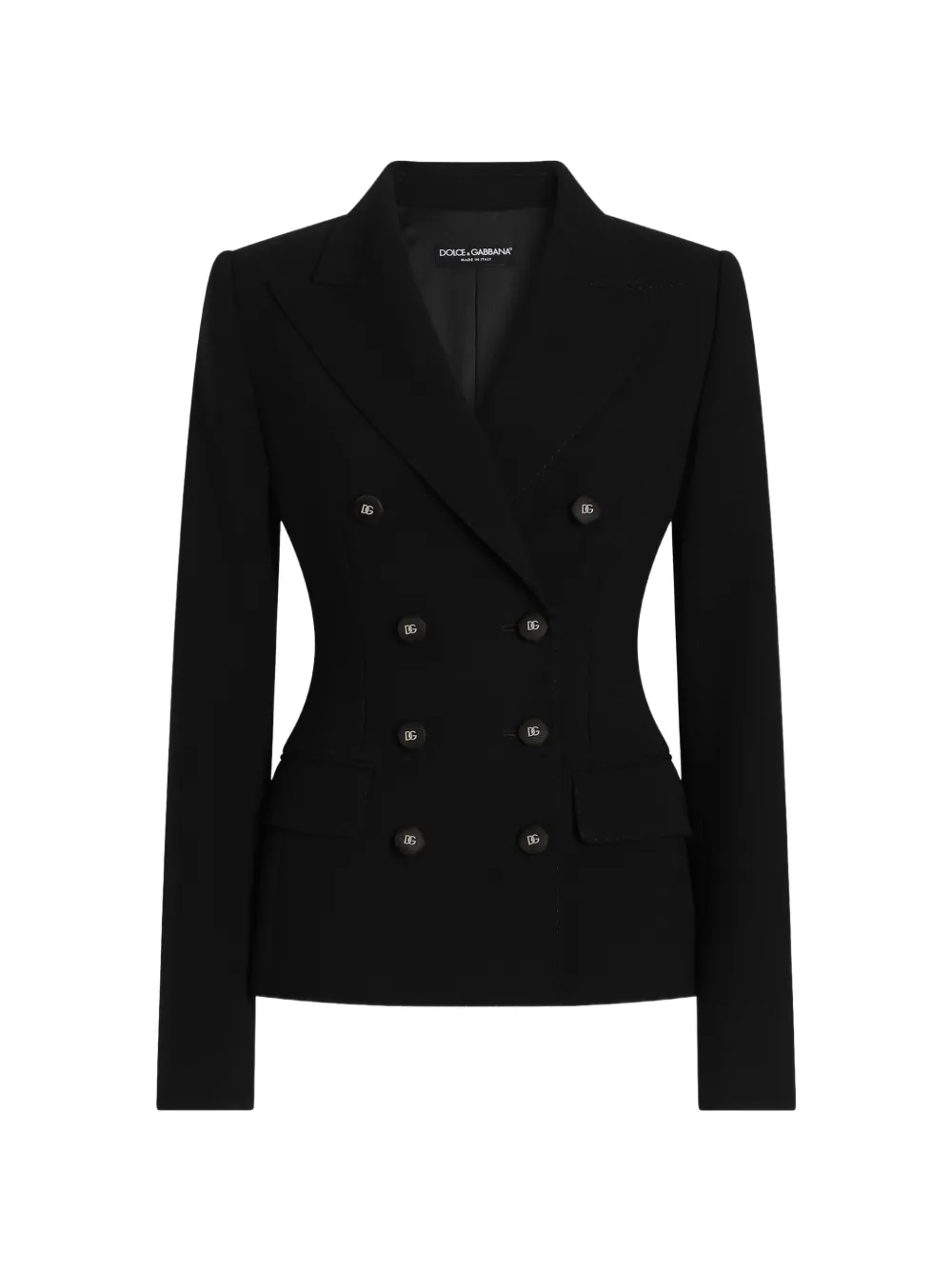 Dolce & Gabbana Doppelreihige Jacke aus doppeltem Wollkrepp - Schwarz