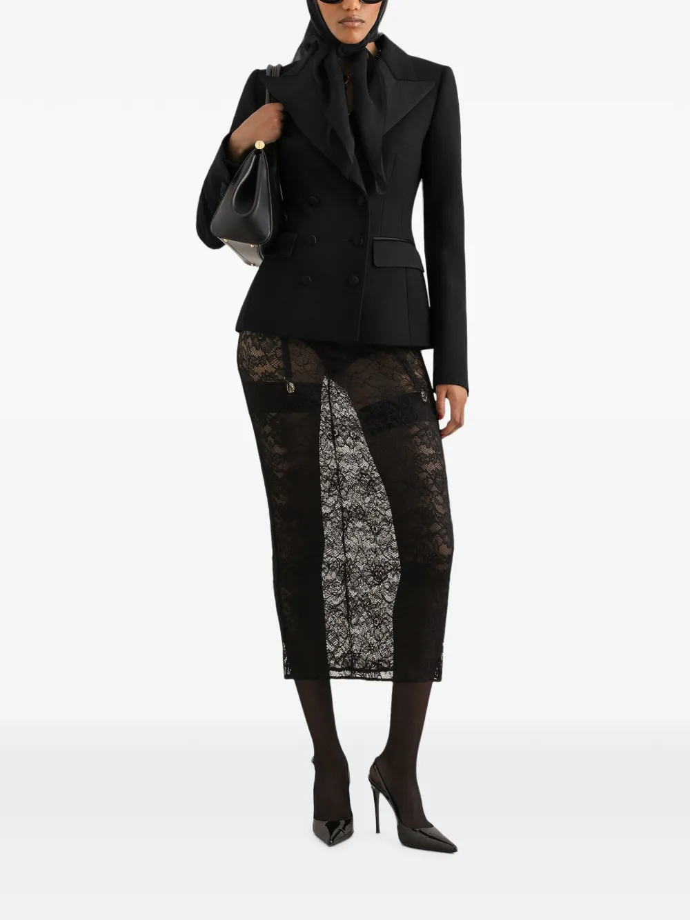 Dolce & Gabbana Cady wollen jack met dubbele rij knopen Zwart