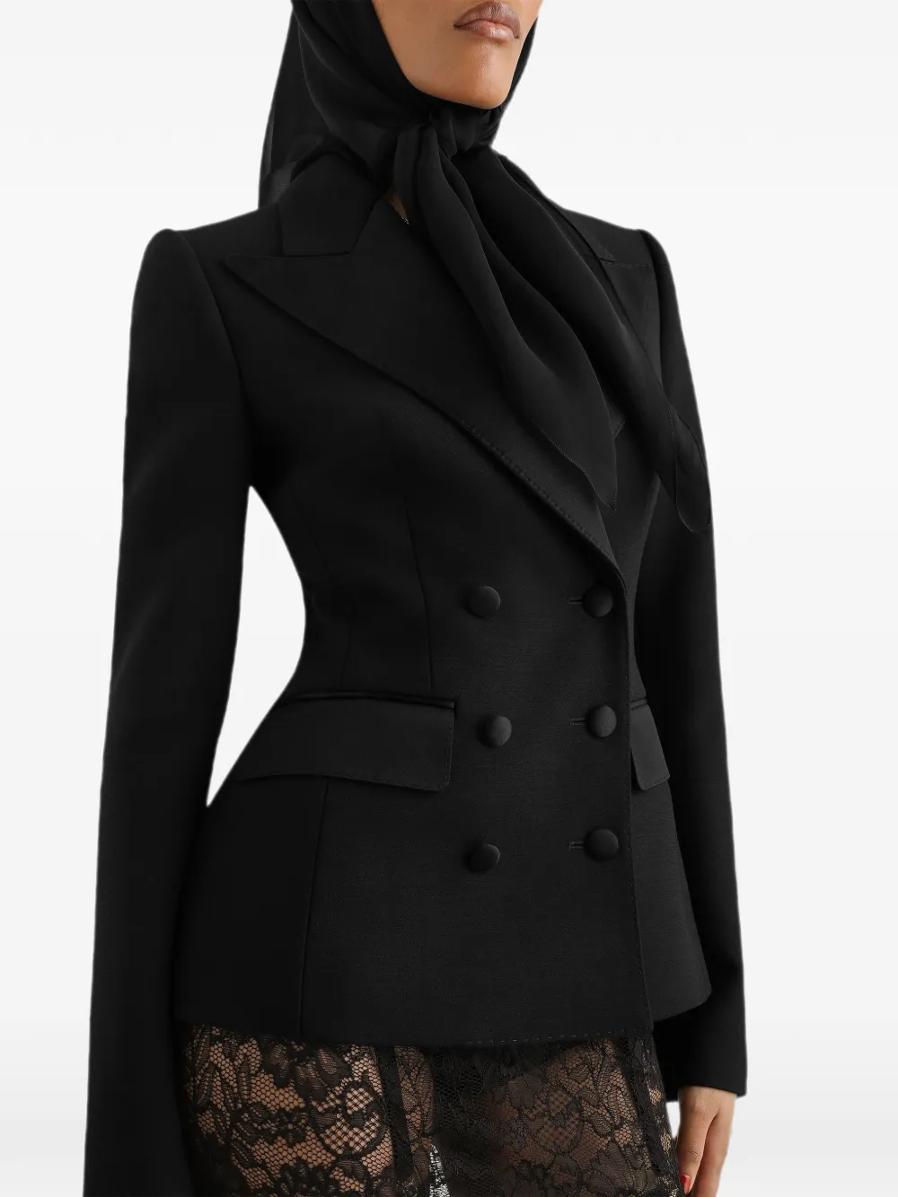 Dolce & Gabbana Cady wollen jack met dubbele rij knopen Zwart
