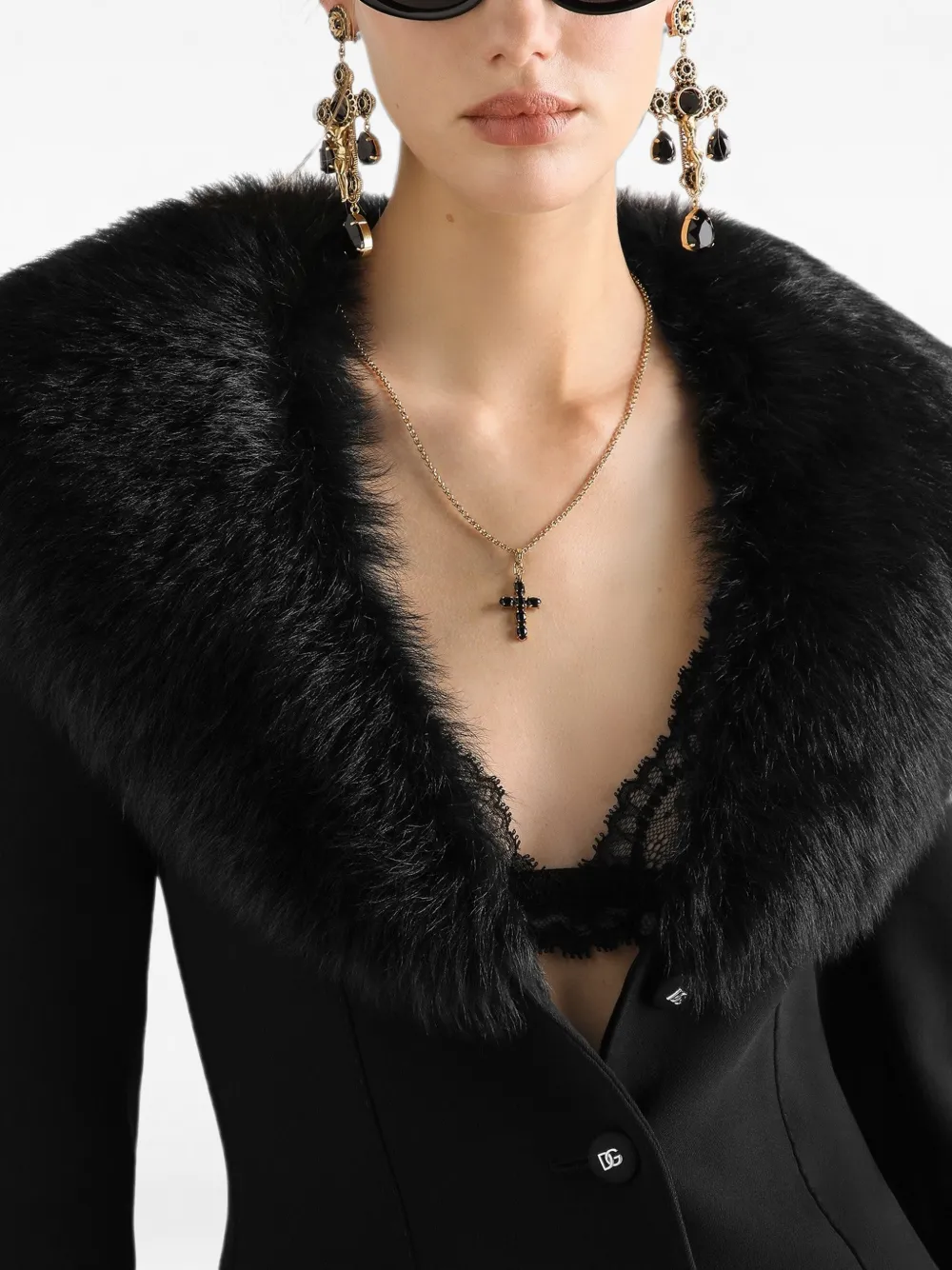 Dolce & Gabbana wollen jack met enkele rij knopen Zwart