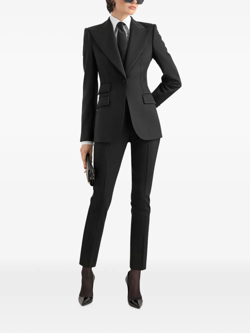 Dolce & Gabbana Turlington twill jack met enkele rij knopen Zwart