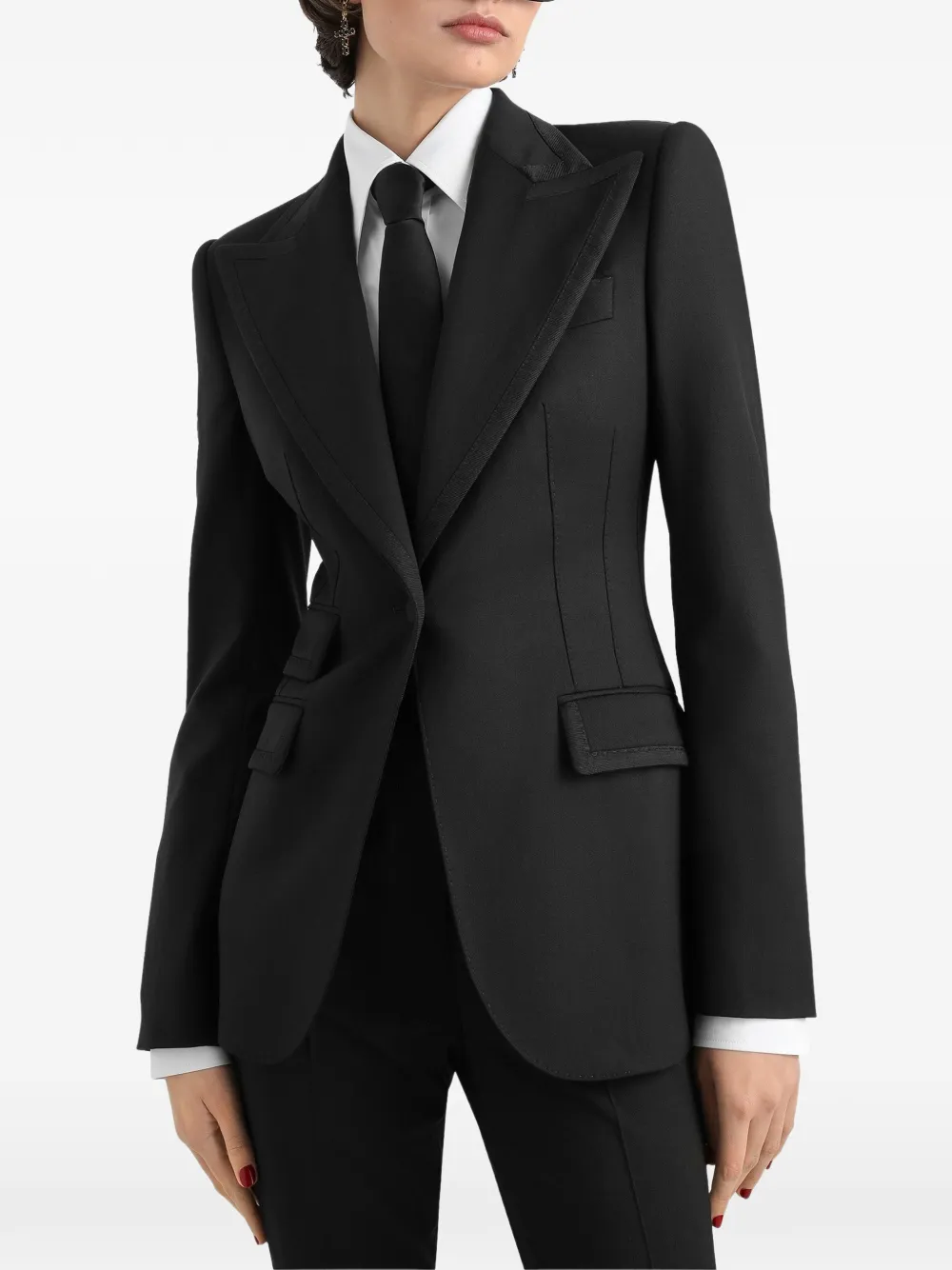 Dolce & Gabbana Turlington twill jack met enkele rij knopen Zwart