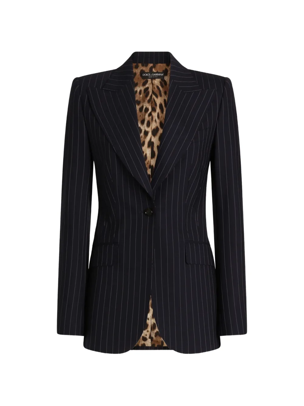 Dolce & Gabbana Einreihige Turlington Jacke aus Wolle mit Nadelstreifen - Blau