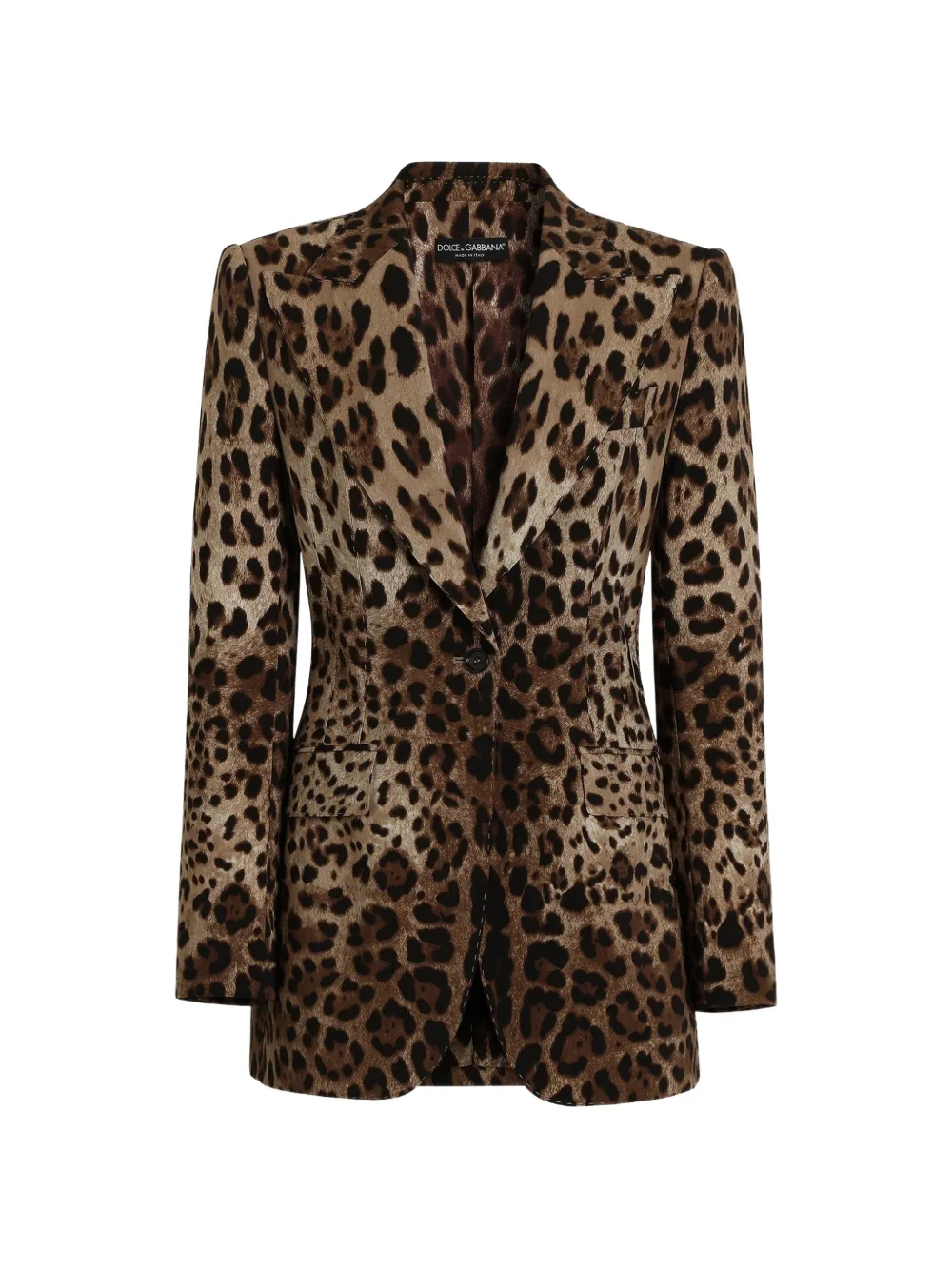Dolce & Gabbana Turlington leo-print wool single-breasted jacket - Neutrals