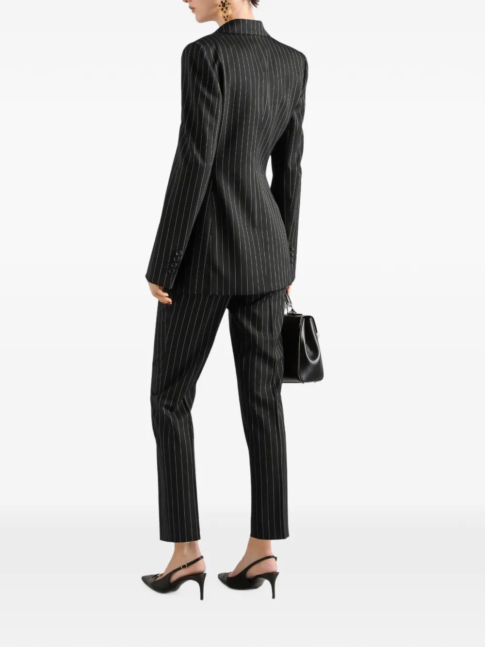 Dolce & Gabbana Turlington wollen jack met enkele rij knopen en krijtstreep Zwart