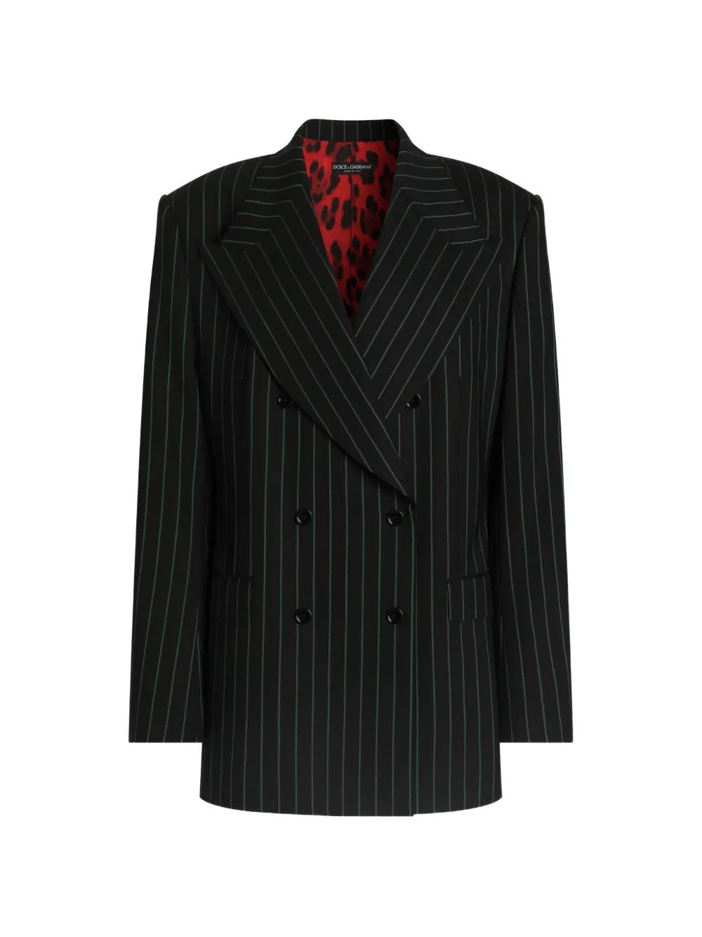 Dolce & Gabbana Doppelreihige Jacke aus Wolle mit Nadelstreifen - Schwarz