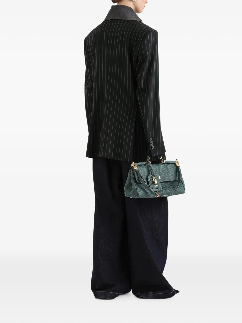 Dolce & Gabbana Wollen jack met dubbele rij knopen en krijtstreep Zwart