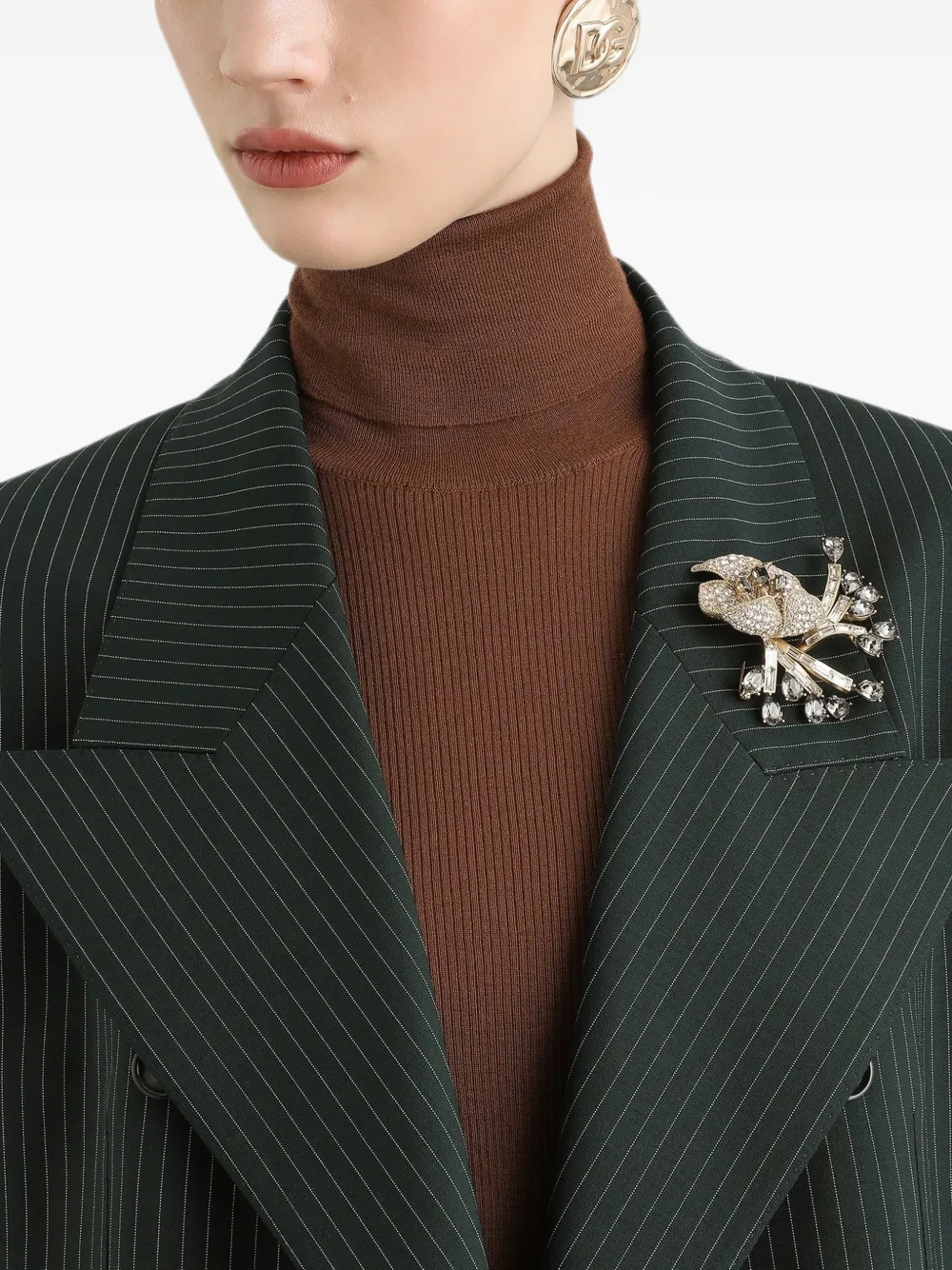 Dolce & Gabbana Linda wollen jack met krijtstreep en enkele rij knopen Grijs
