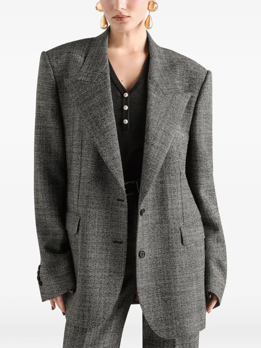 Dolce & Gabbana Wollen blazer met enkele rij knopen Grijs