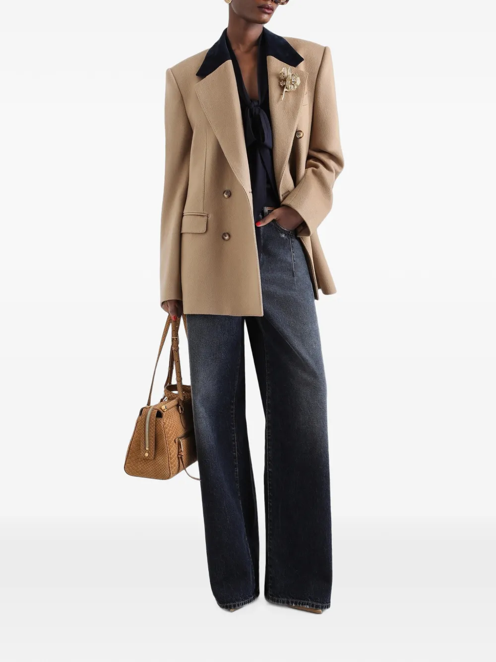 Dolce & Gabbana Kasjmier jack met dubbele rij knopen Beige