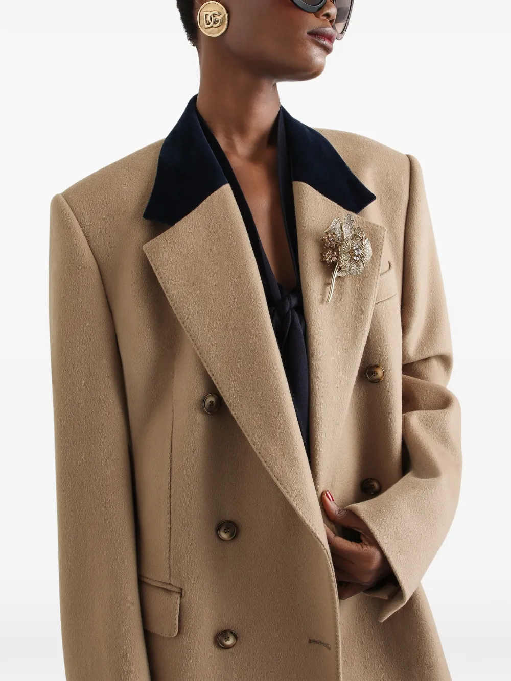 Dolce & Gabbana Kasjmier jack met dubbele rij knopen Beige