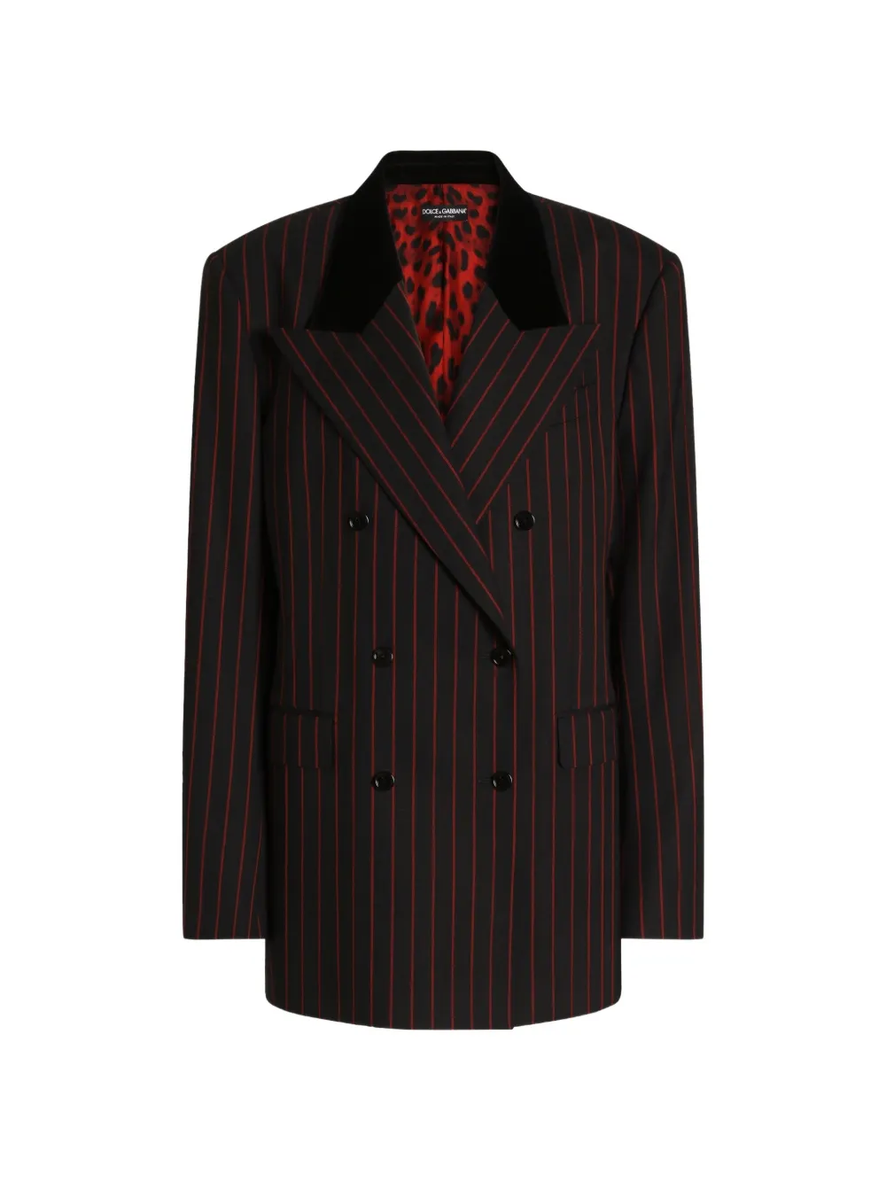 Dolce & Gabbana Doppelreihige Jacke aus Wolle mit Nadelstreifen - Schwarz