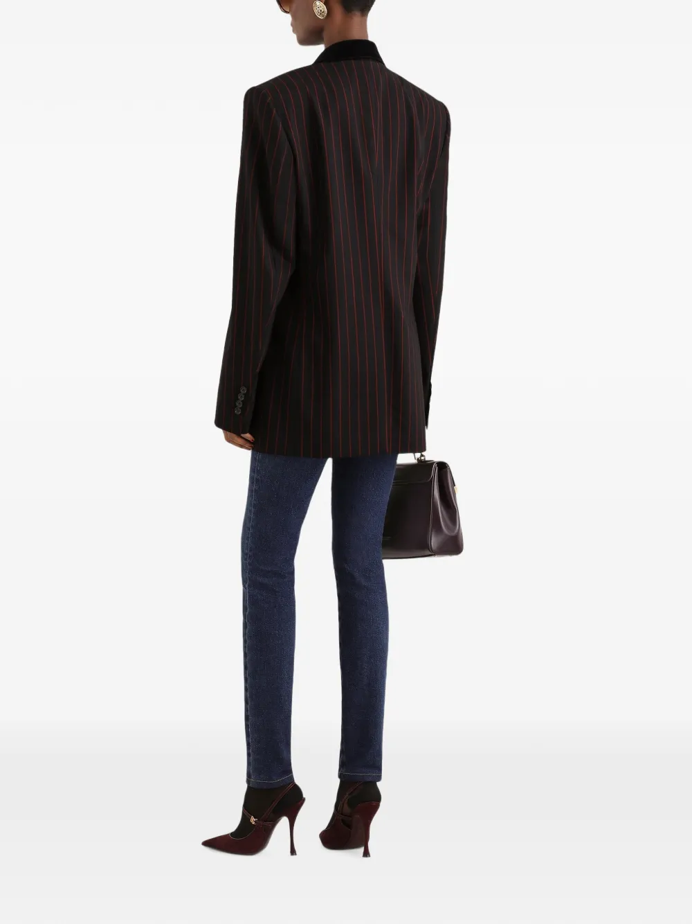 Dolce & Gabbana double-breasted jacket in pinstripe wool Zwart