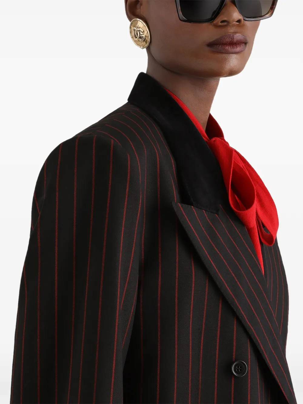 Dolce & Gabbana double-breasted jacket in pinstripe wool Zwart