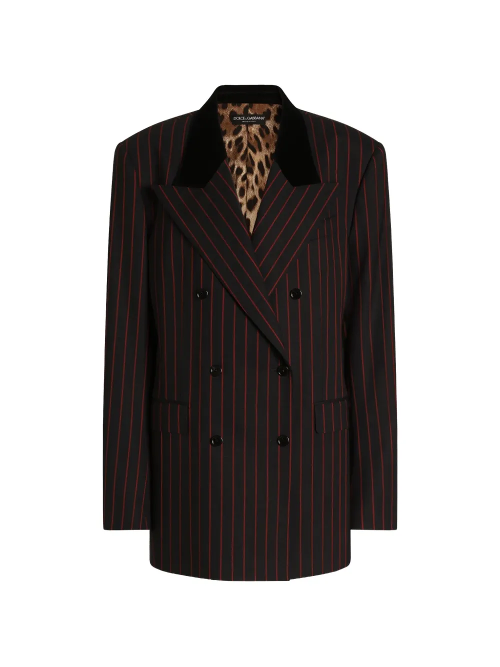 Dolce & Gabbana Doppelreihige Jacke aus Wolle mit Nadelstreifen - Schwarz