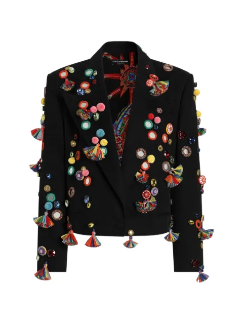 Dolce & Gabbana single-breasted cotton drill jacket with applications