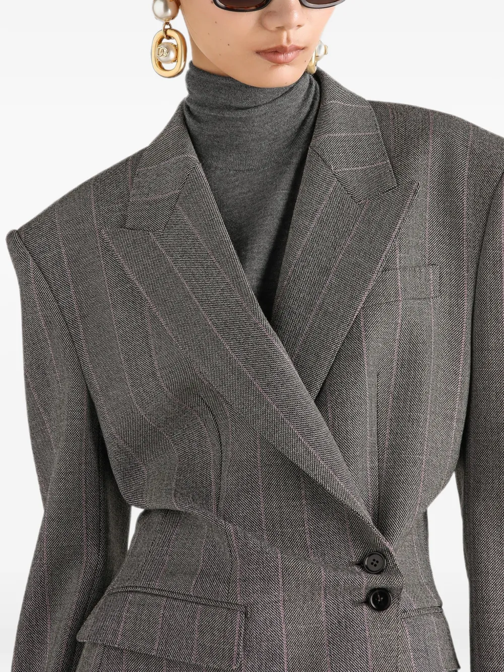 Dolce & Gabbana Wollen jack met dubbele rij knopen en krijtstreep Grijs