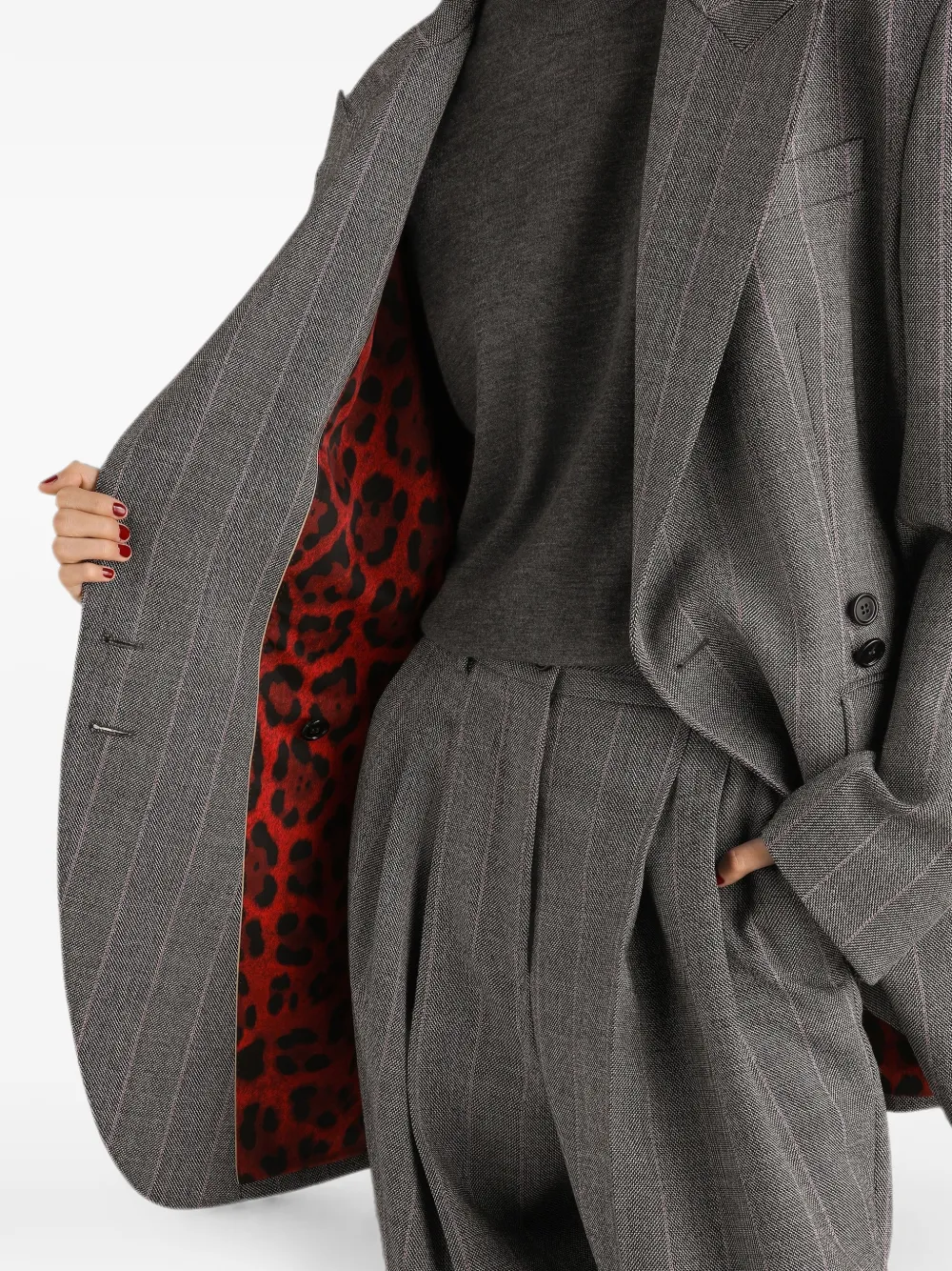 Dolce & Gabbana Wollen jack met dubbele rij knopen en krijtstreep Grijs