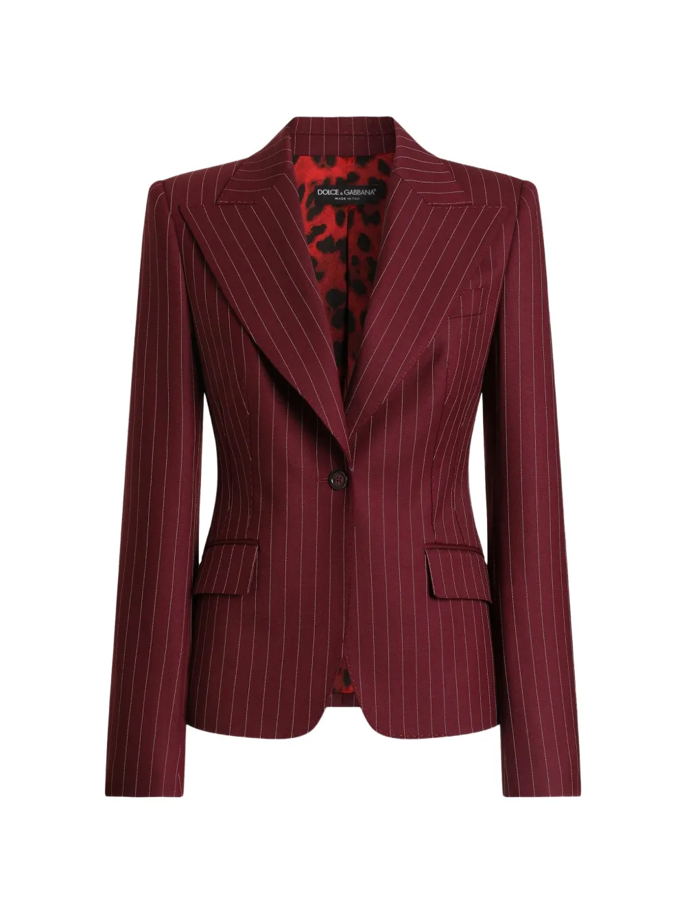 Dolce & Gabbana Einreihige Turlington Jacke aus Wolle mit Nadelstreifen - Rot