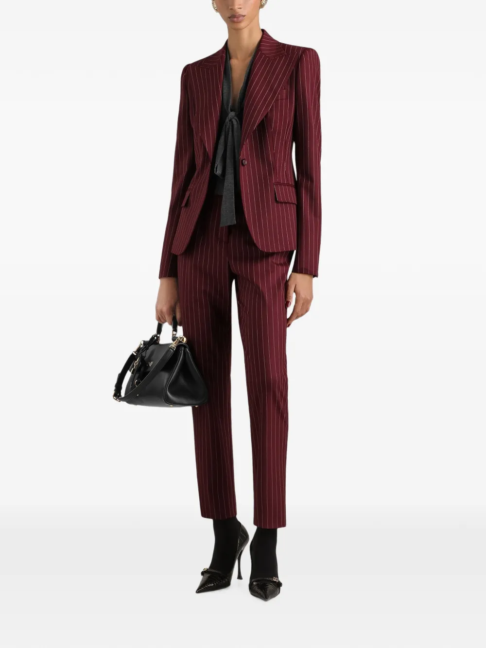 Dolce & Gabbana Turlington wollen jack met krijtstreep en enkele rij knopen Rood