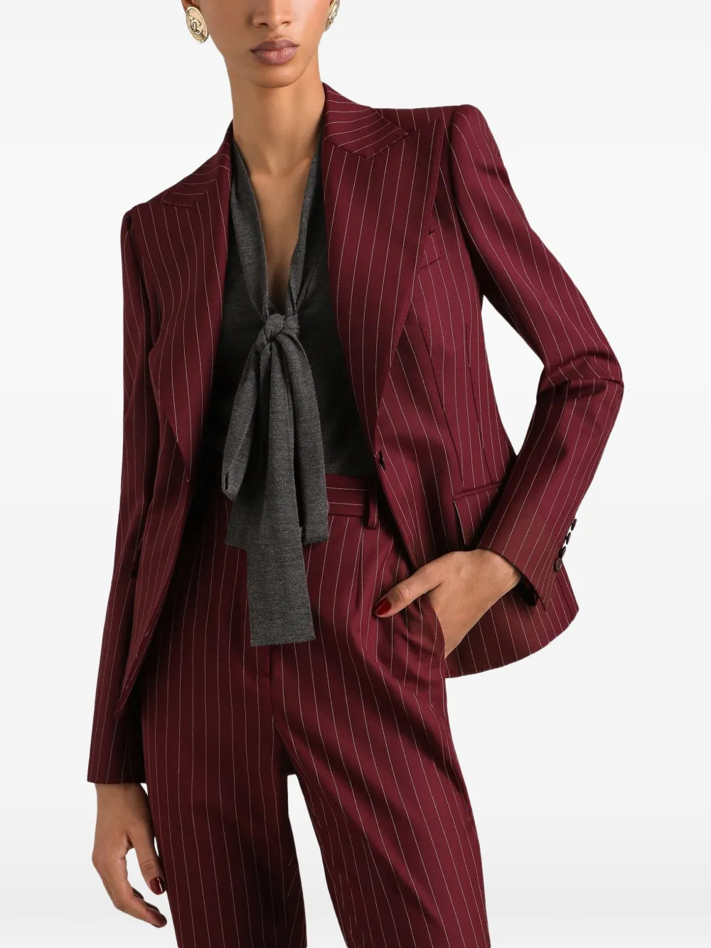 Dolce & Gabbana Turlington wollen jack met krijtstreep en enkele rij knopen Rood