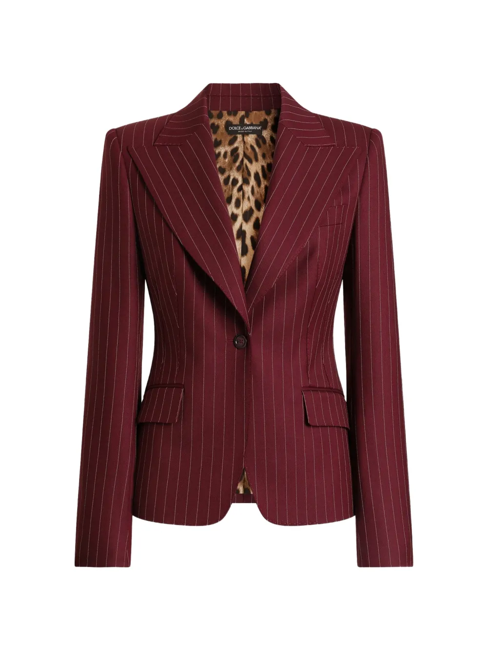Dolce & Gabbana Einreihige Turlington Jacke aus Wolle mit Nadelstreifen - Rot