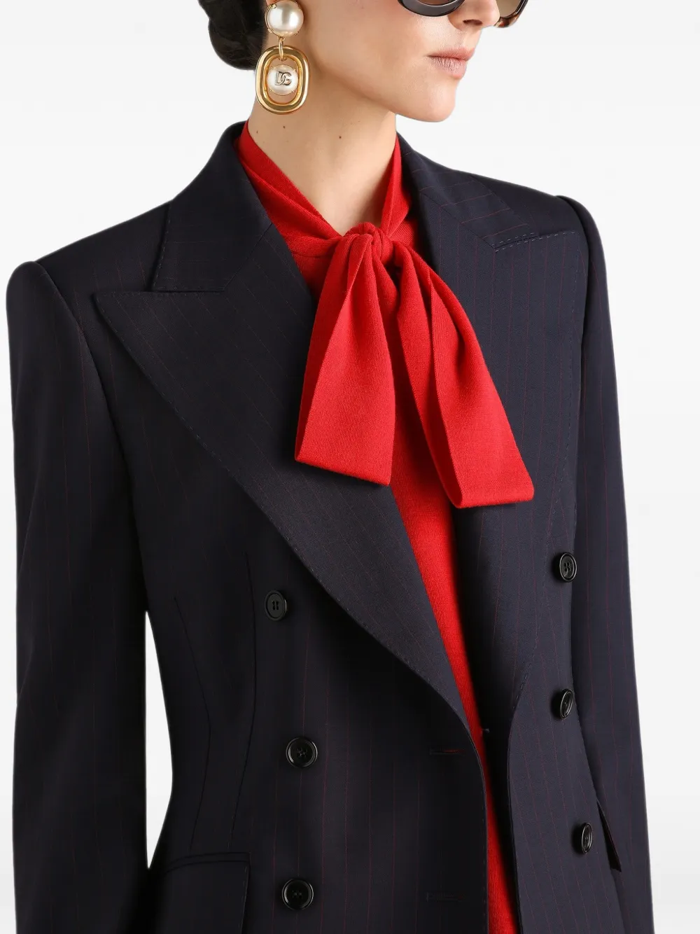 Dolce & Gabbana Turlington wollen jack met enkele rij knopen en krijtstreep Blauw