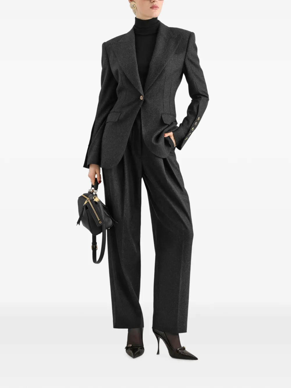Dolce & Gabbana Turlington wollen flanellen jack met enkele rij knopen Grijs