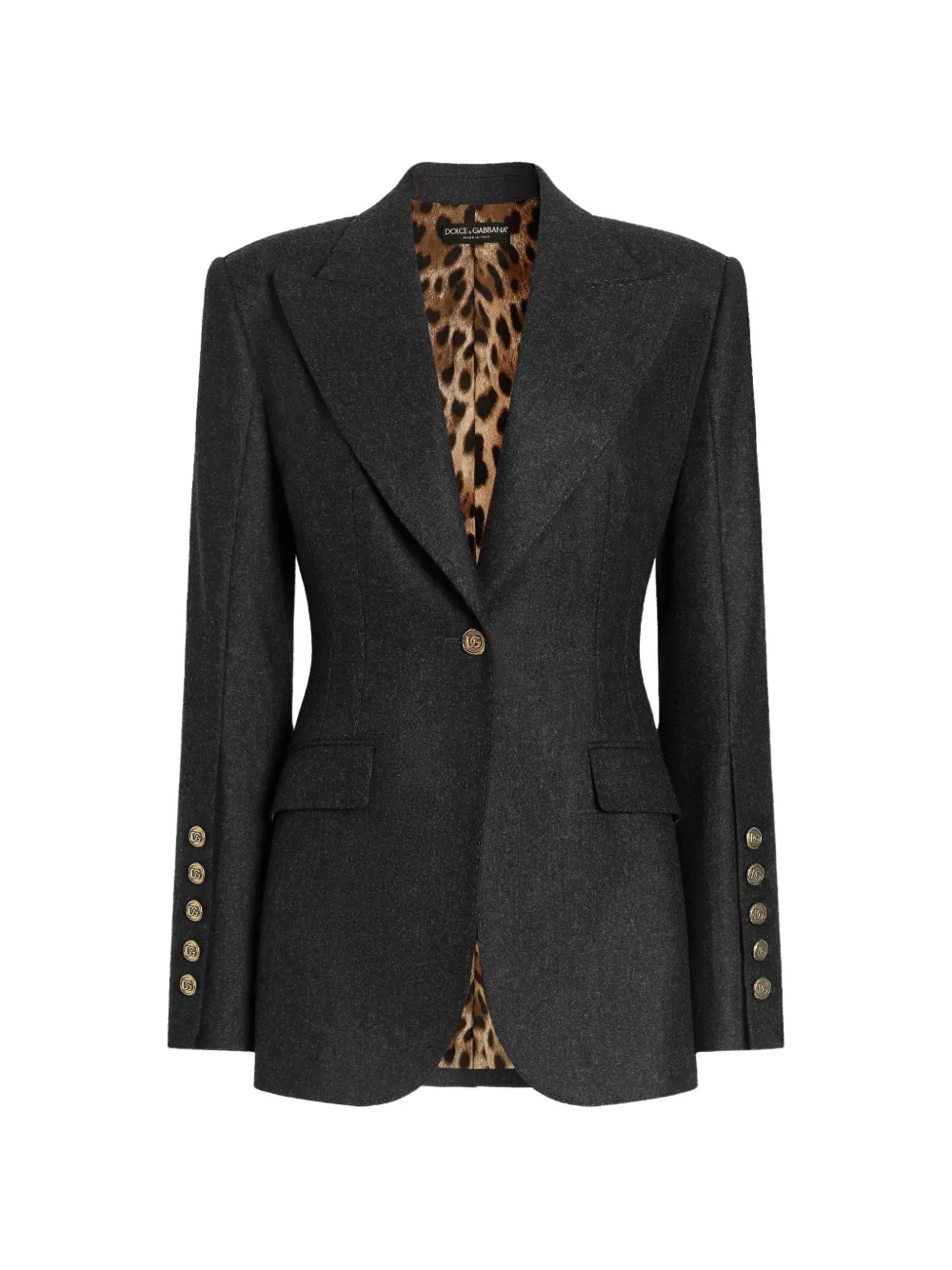 Dolce & Gabbana Einreihige Turlington Jacke aus Woll-Flanell - Grau