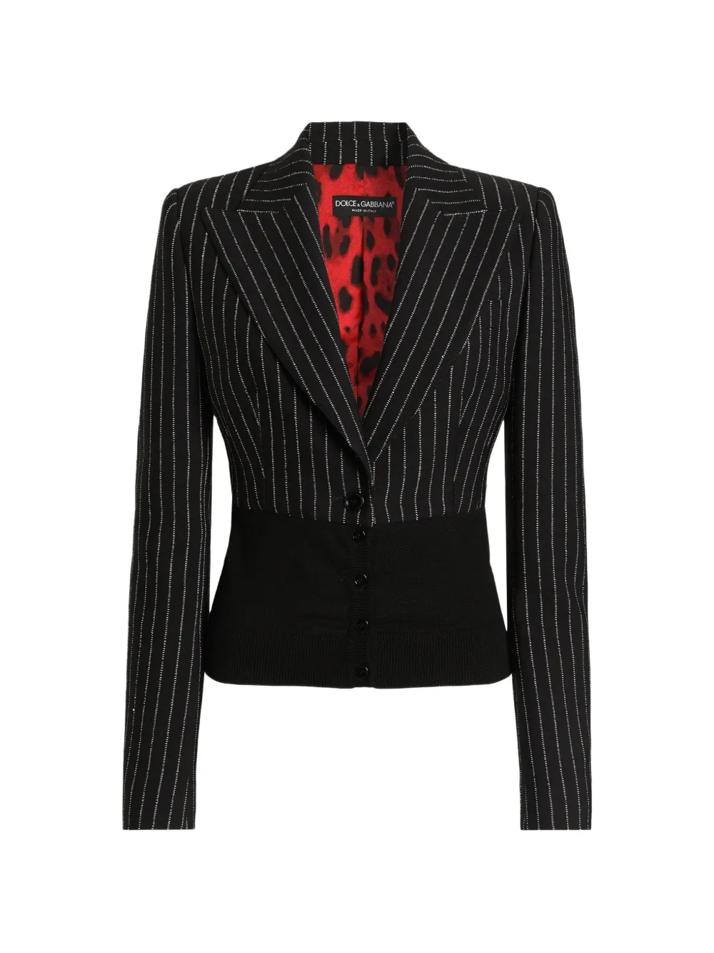 Dolce & Gabbana Einreihige Turlington Jacke aus Wolle mit Nadelstreifen - Schwarz