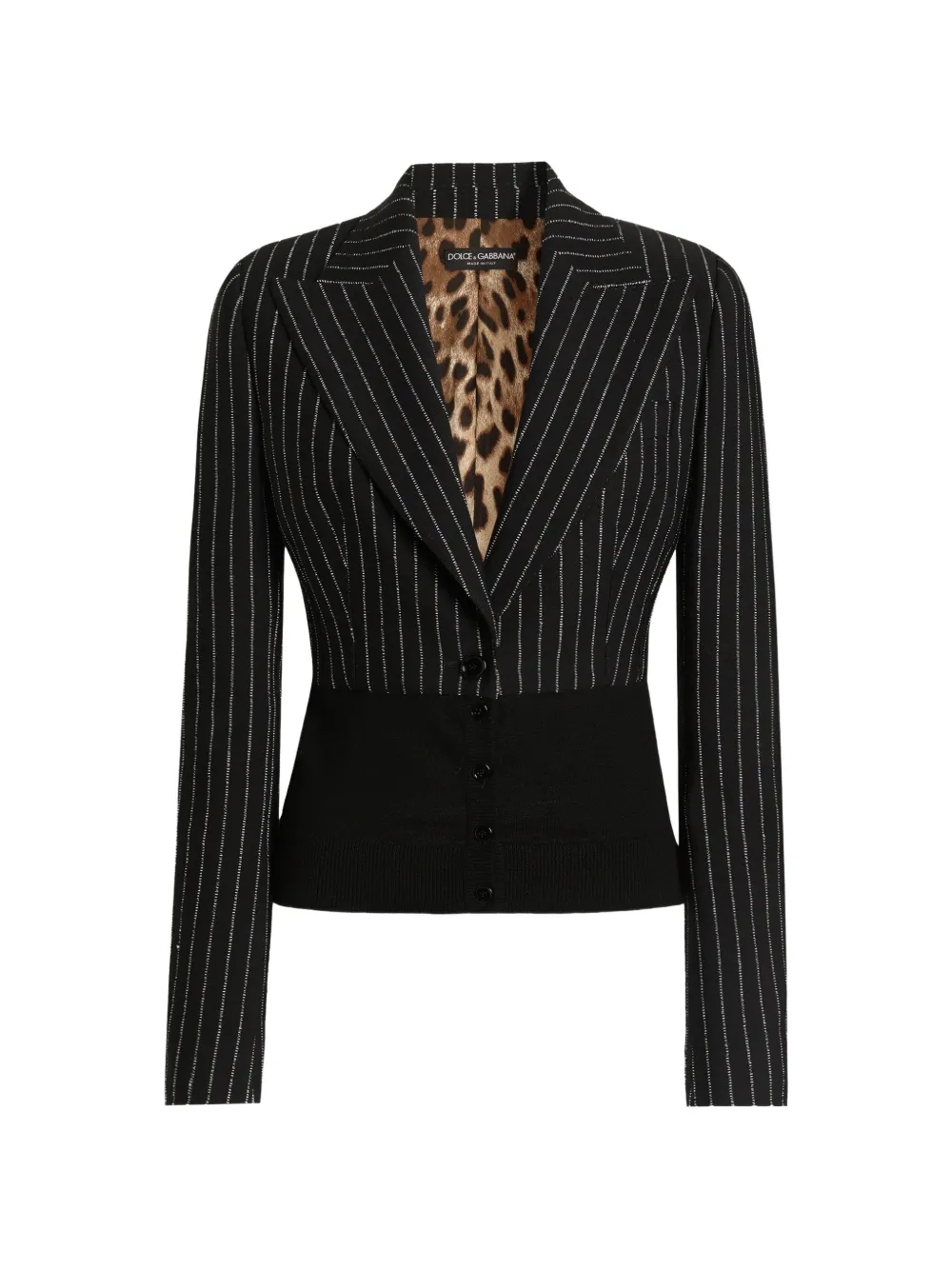 Dolce & Gabbana Einreihige Turlington Jacke aus Wolle mit Nadelstreifen - Schwarz