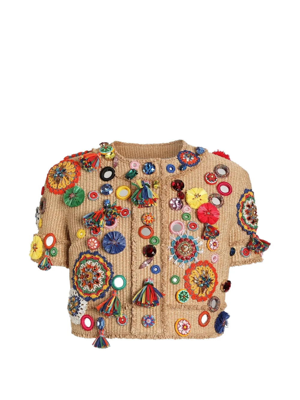 Dolce & Gabbana raffia jacket with applications - Neutrals