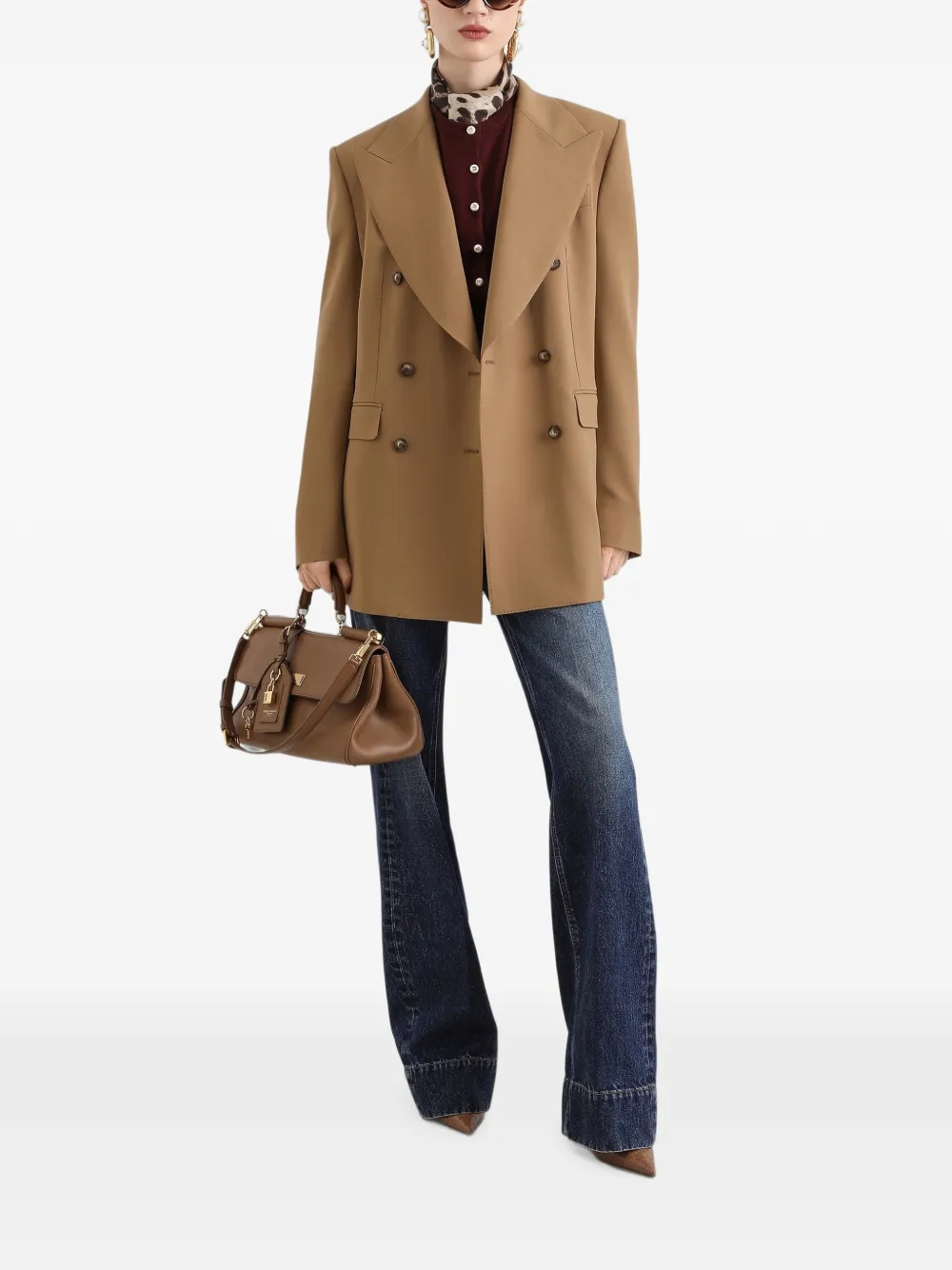 Dolce & Gabbana EXCLUSIVE Linda jack met dubbele rij knopen Beige