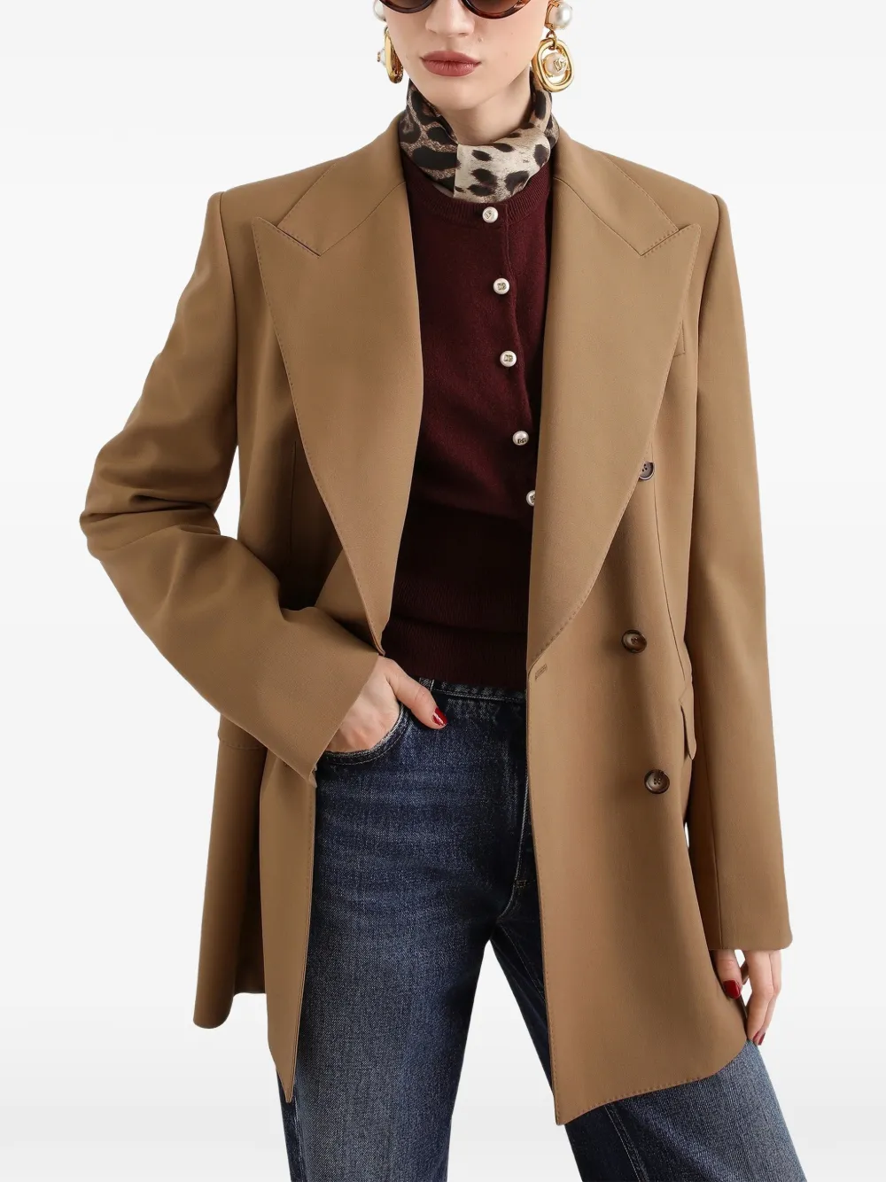Dolce & Gabbana EXCLUSIVE Linda jack met dubbele rij knopen Beige