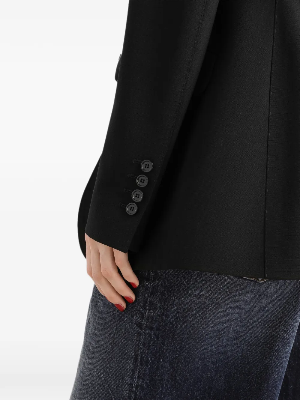 Dolce & Gabbana Turlington jack met enkele rij knopen van micro-geribbelde stof Zwart