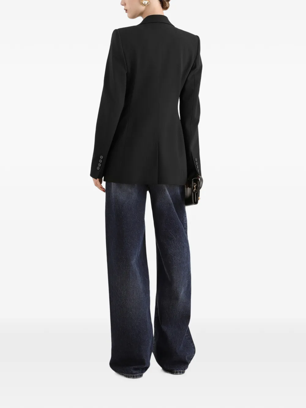 Dolce & Gabbana Turlington jack met enkele rij knopen van micro-geribbelde stof Zwart