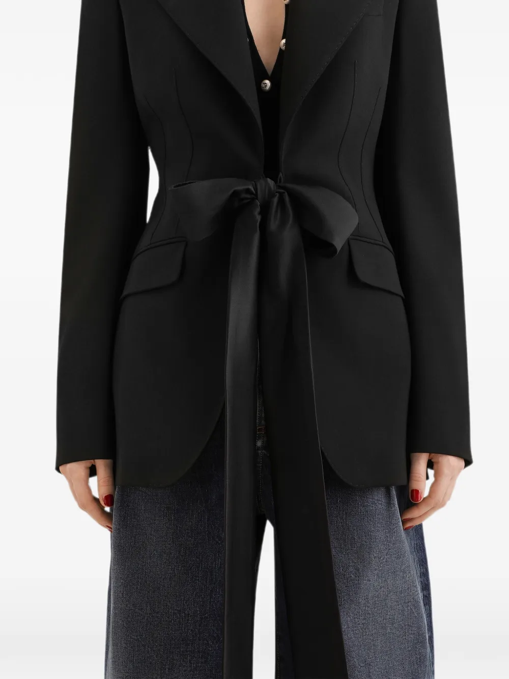 Dolce & Gabbana Turlington jack met enkele rij knopen van micro-geribbelde stof Zwart