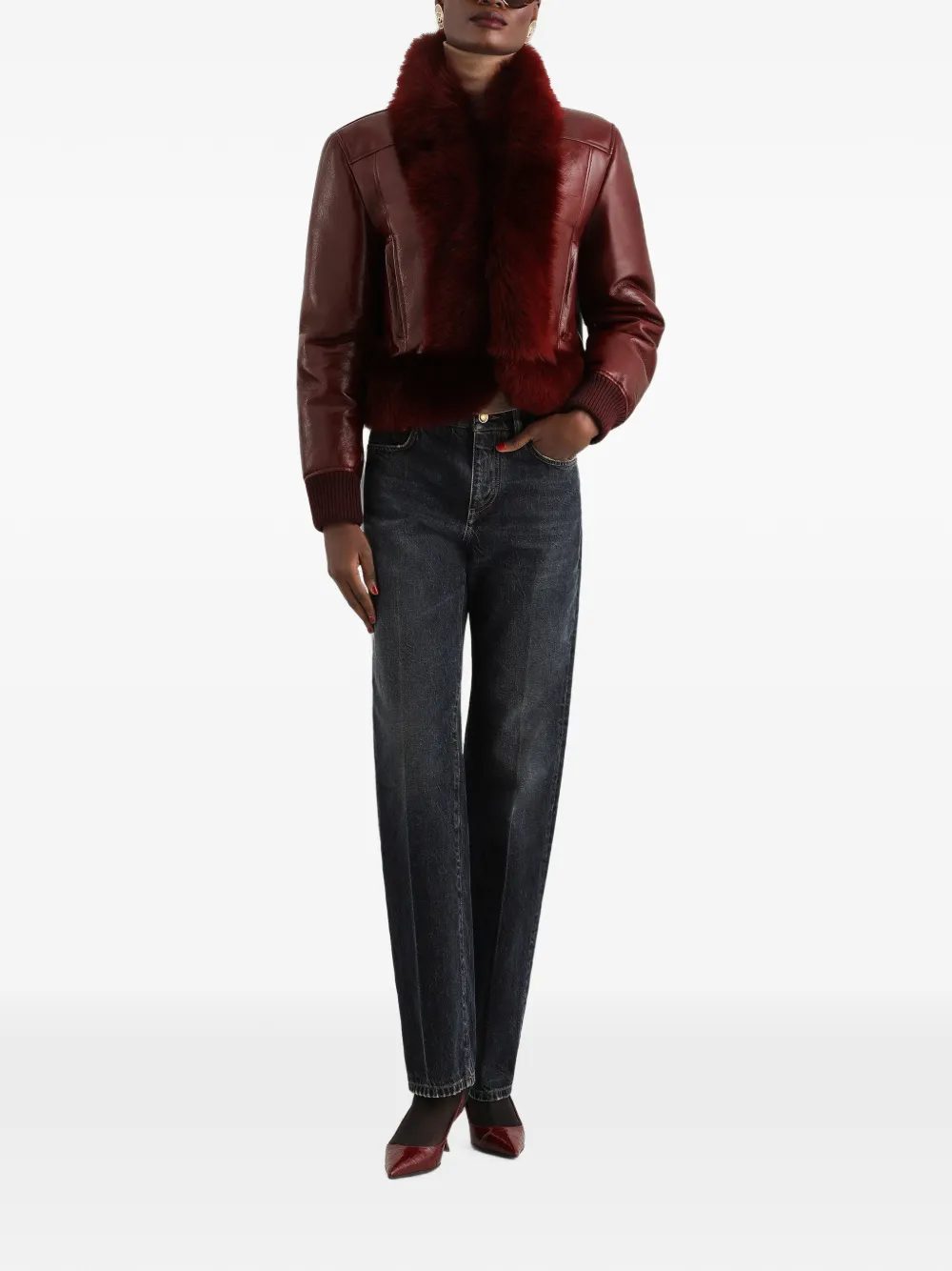 Dolce & Gabbana Leren jack Rood