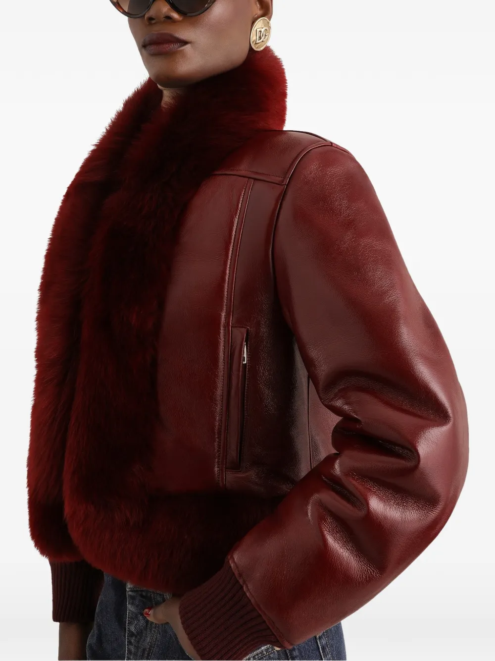 Dolce & Gabbana Leren jack Rood