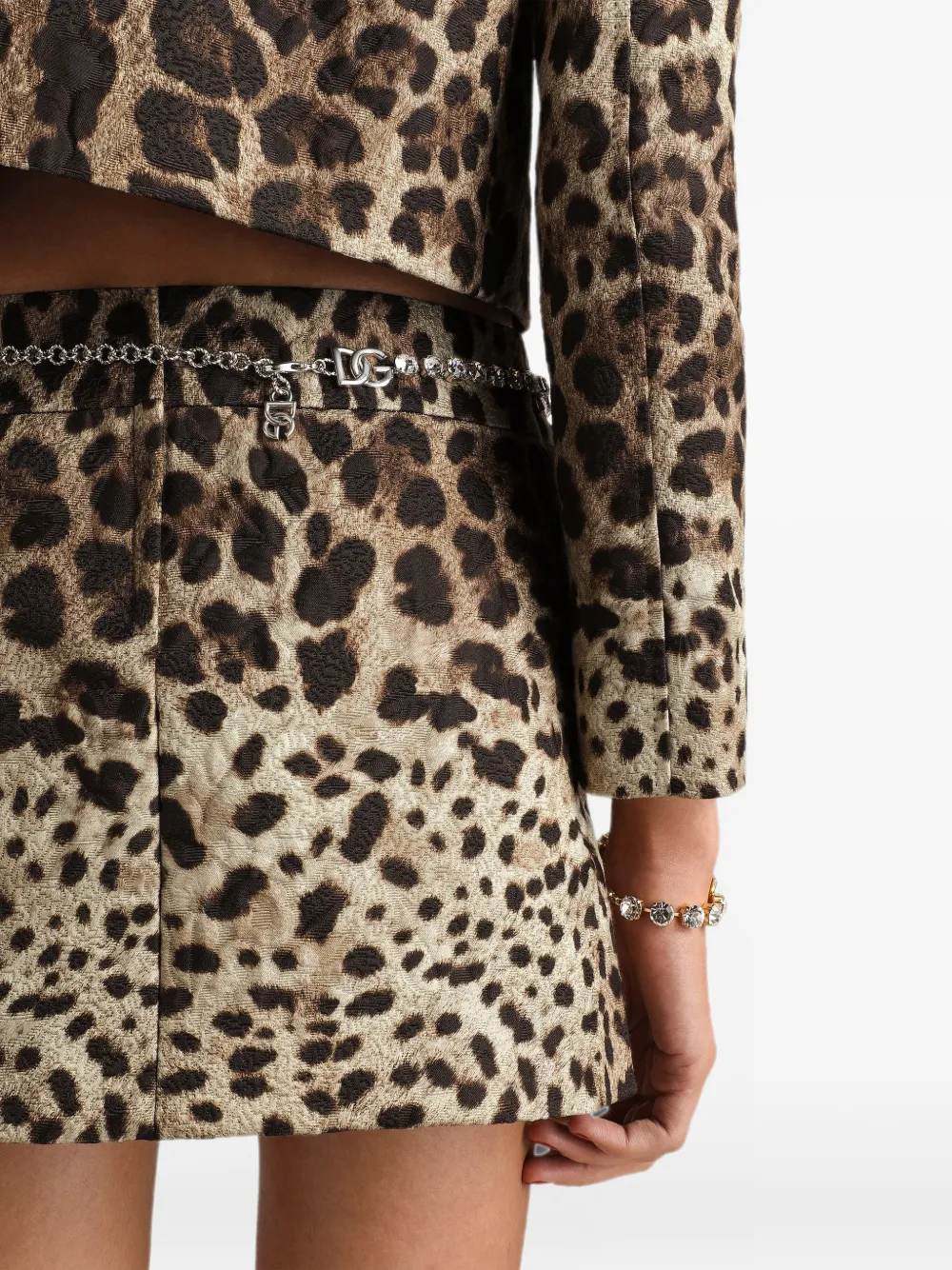 Dolce & Gabbana Brokaat mini-rok met luipaard-print Beige