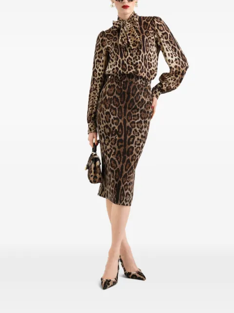 Dolce & Gabbana Saia Cady com estampa de leopardo