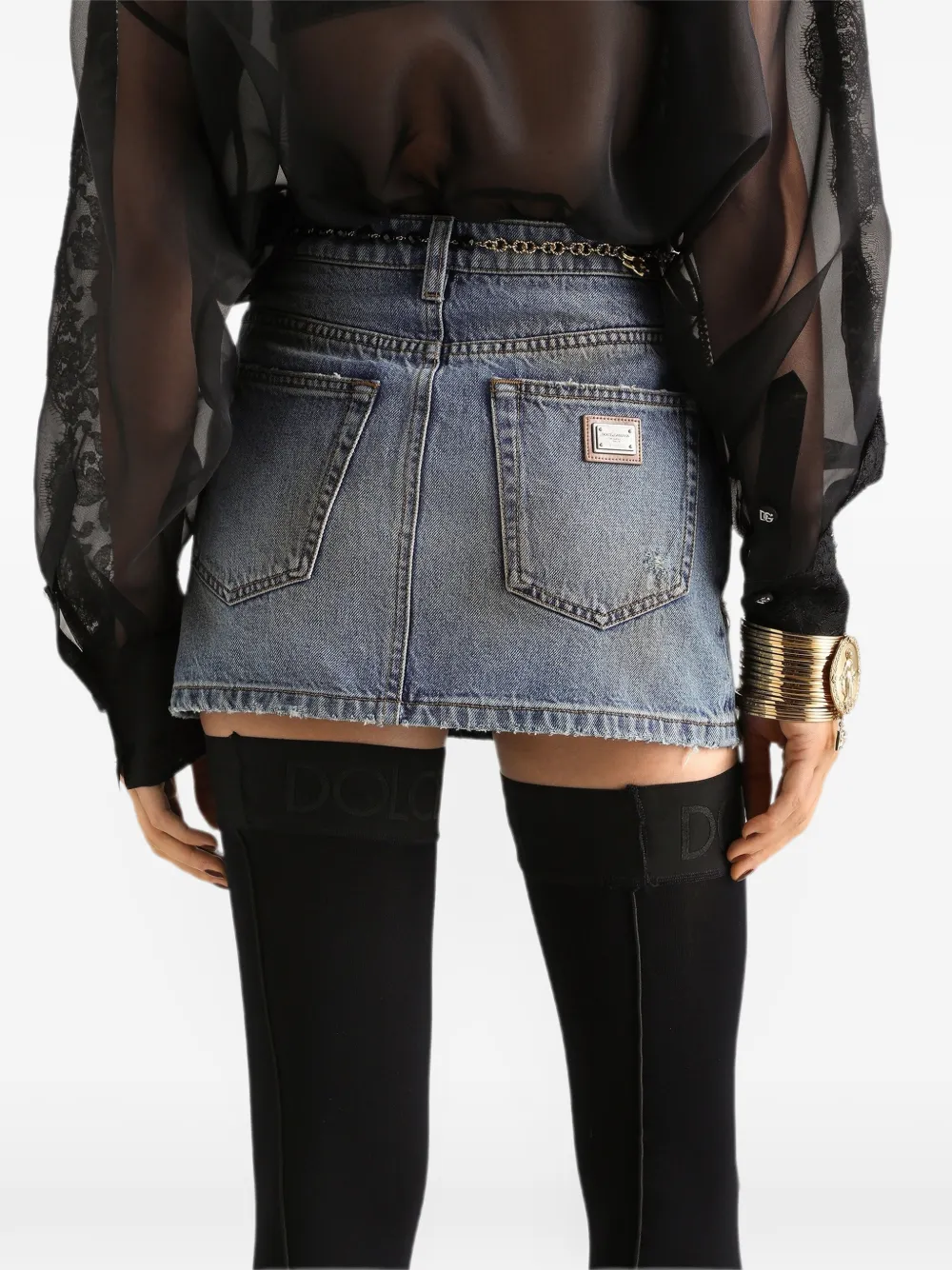 Dolce & Gabbana Denim mini-rok met borduurwerk Blauw
